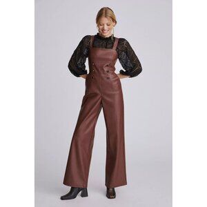 Anthropologie Avec Les Filles Jumpsuit Medium Faux Leather Pinafore Jumpsuit
